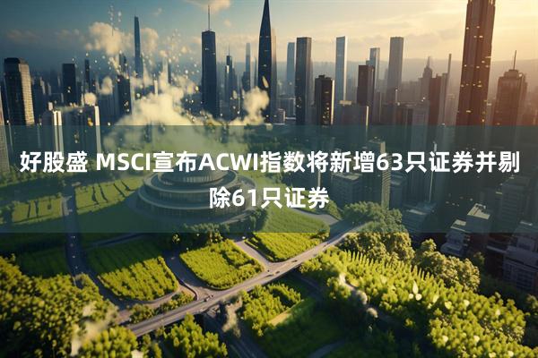 好股盛 MSCI宣布ACWI指数将新增63只证券并剔除61只证券